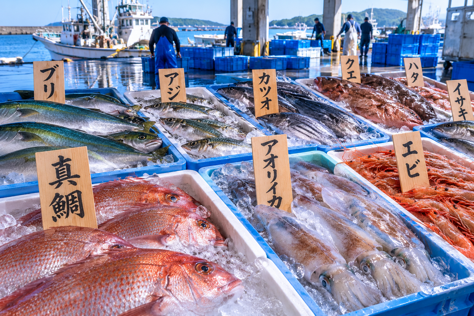 鹿児島で水揚げされた鮮魚の市場イメージ